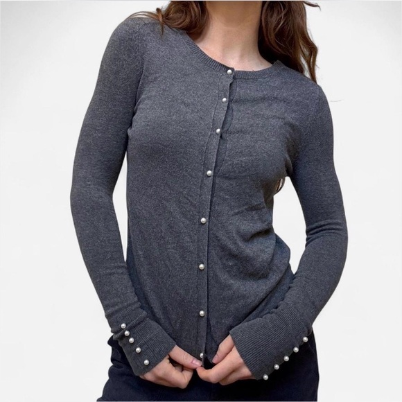 ZARA KNIT Red Pearl Button Cardigan Sweater - Coral Red Size S - Picture 10 of 10